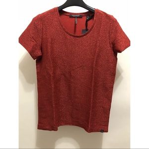 Scotch & Soda Red Short Sleeve Lurex Top M